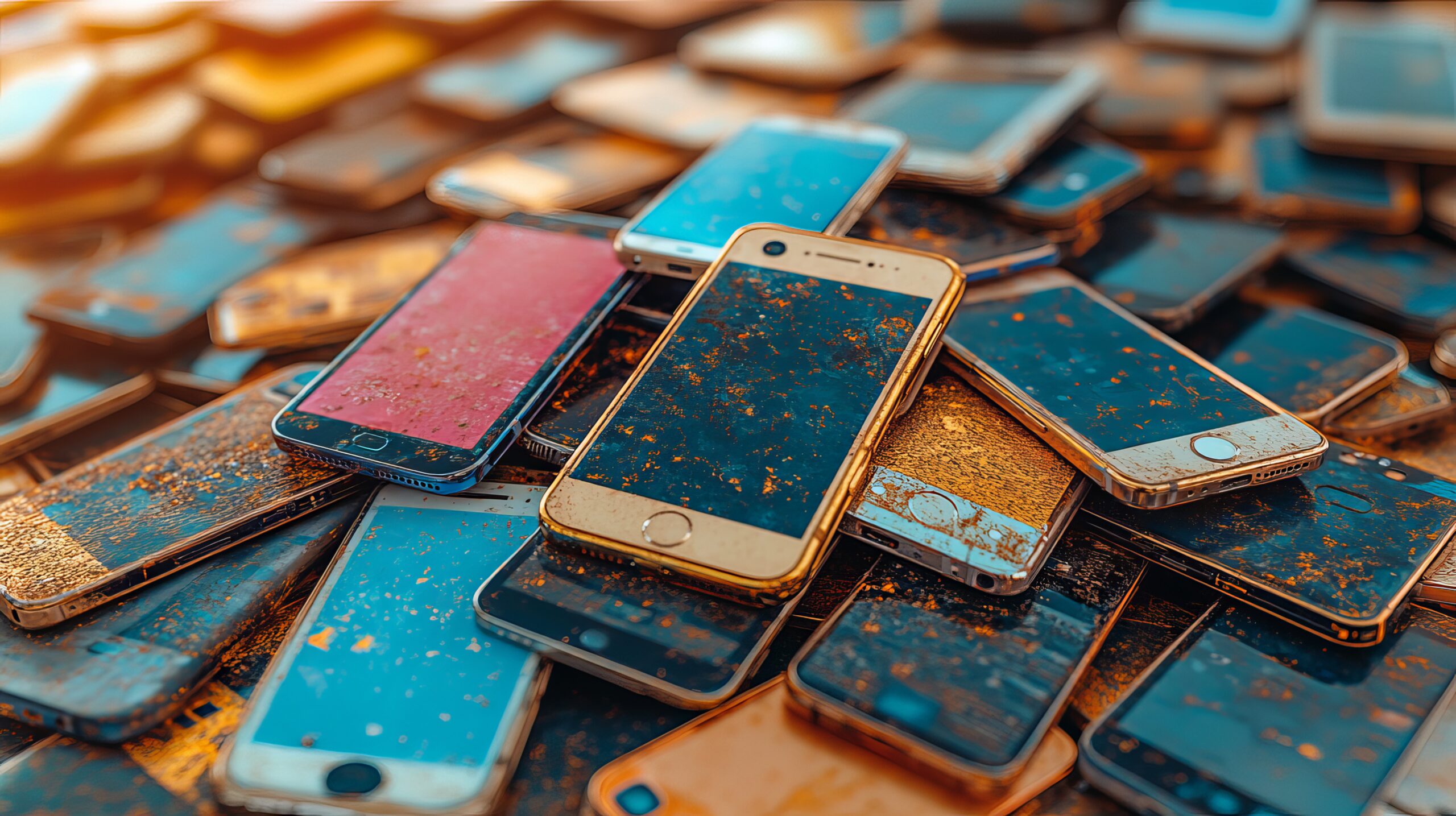 A Pile of Mobile Phones on a Table Represents the Evolution of Communication Technology